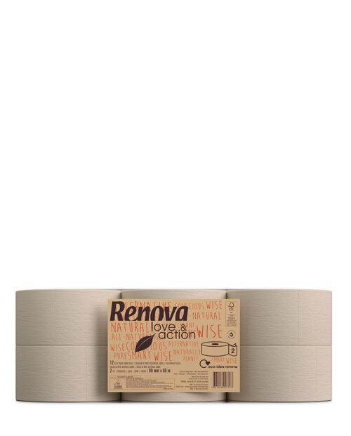 Renova papier toilette jumbo love /& Action Lot de 12 Beige